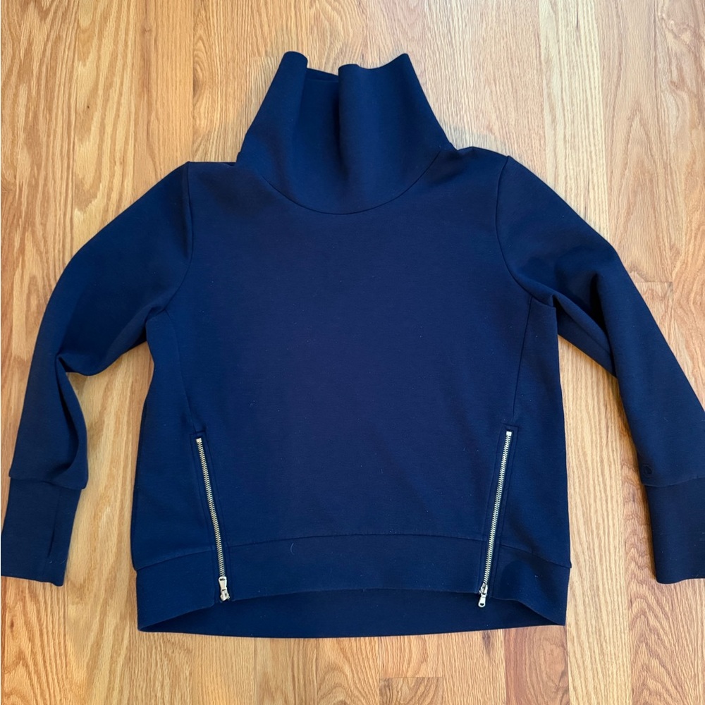 Addison Bay Navy Sweatshirt with Zipper Accents